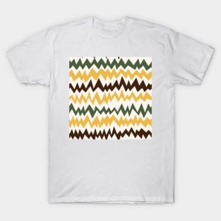 Modern minimalist zigzag extract in mustard, forest green and chocolate brown T-Shirt